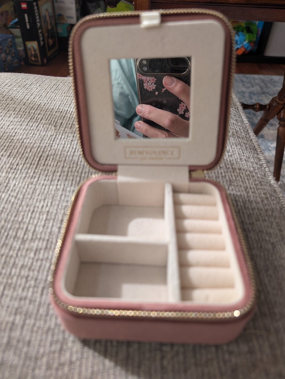 Benevolence Los Angeles Travel Jewelry Zip Case Dusty Rose Mauve Suede